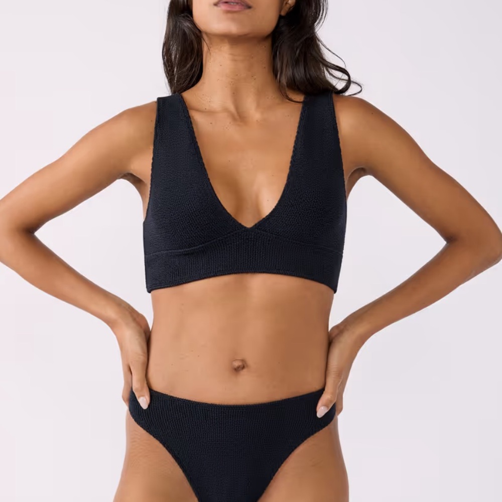 Etam Black Crinkle Bikini Top